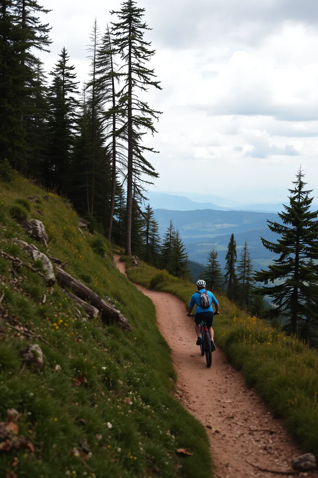 cycling on mountain trail